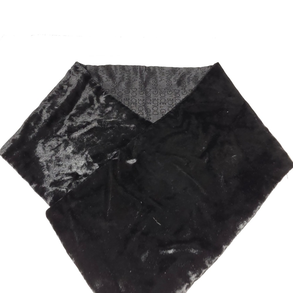 Dolce & Gabbana Black Faux Fur Reversible Scarf